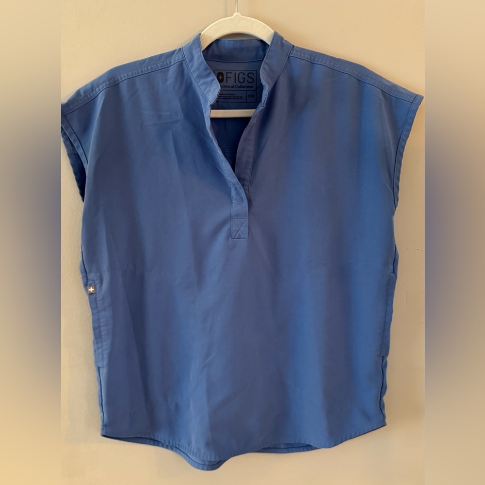 figs xxs ceil blue rafaela top